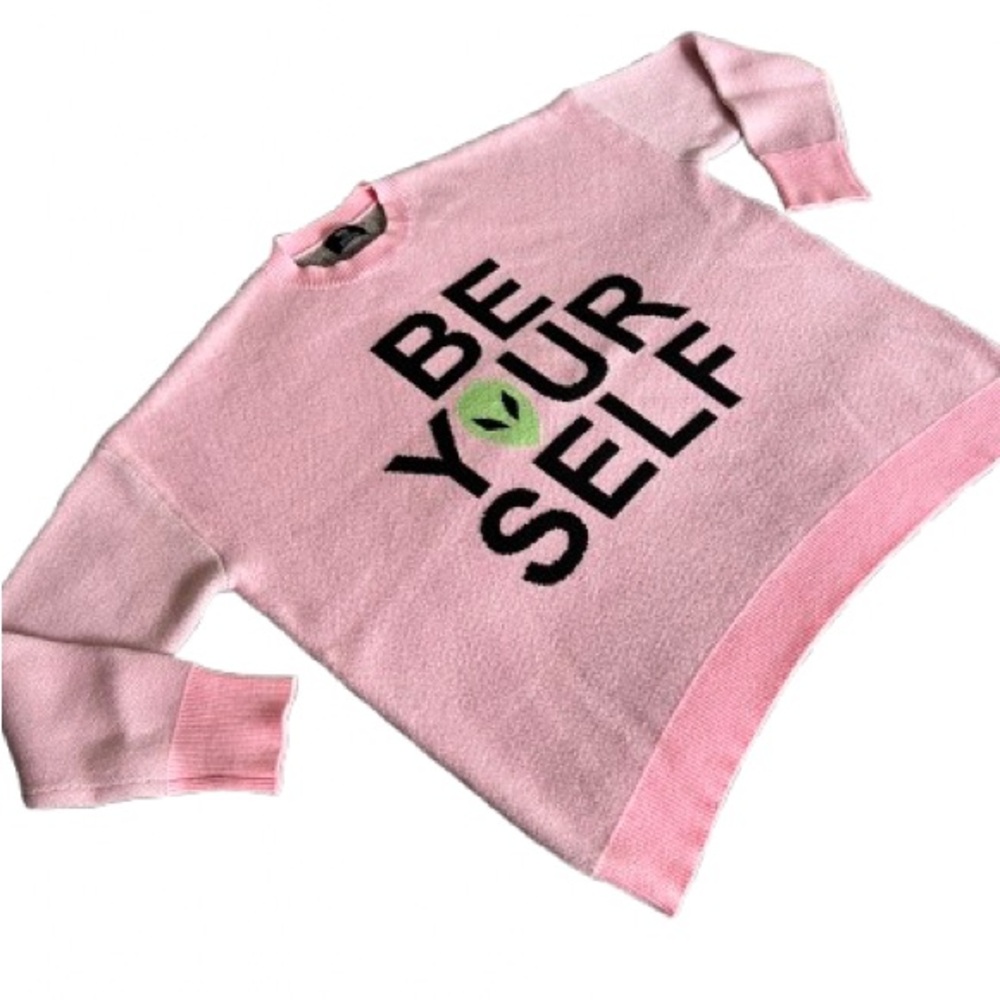 RARE, NWOT Dressed in LALA “Be Yourself” Oversized Alien Knit in Pink, Sz  - S/M - Picture 4 of 16